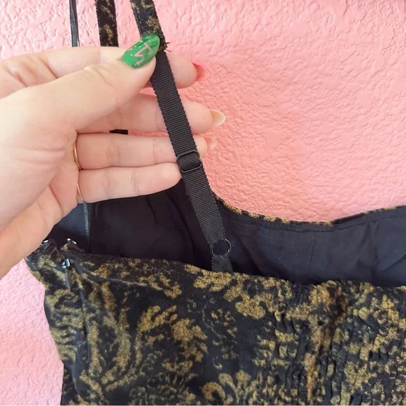 Urban Outfitters After All Corduroy Bustier Dress Black and Gold Medium - Picture 5 of 6